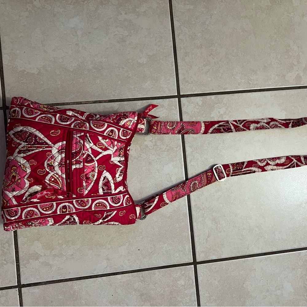 Vera Bradley Red and Pink Crossbody Bag with Bandana Print